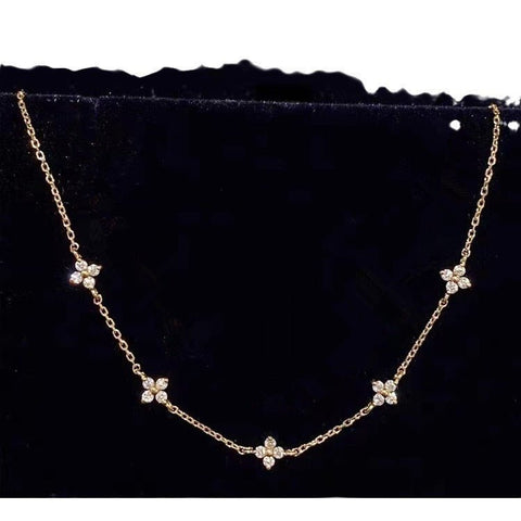 S925 Sterling Silver Plated 18K Gold Light Luxury Star Elegance High - grade Starry Clavicle Chain - Zambeel