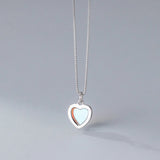 S925 Sterling Silver Synthetic Glass Heart Oval Necklace - Zambeel
