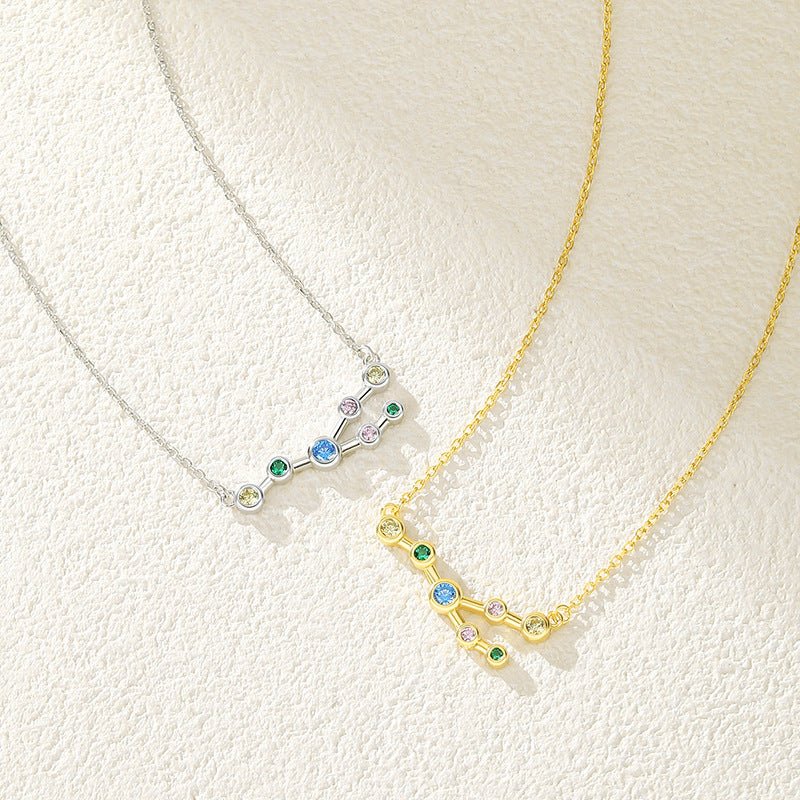 S925 Sterling Silver Twelve Constellation Zircon Necklace For Women - Zambeel