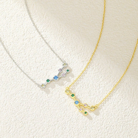 S925 Sterling Silver Twelve Constellation Zircon Necklace For Women - Zambeel