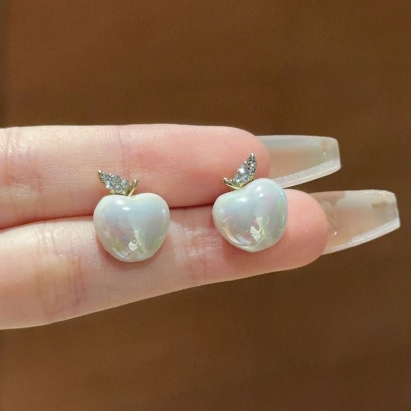 Silver Nail Decoration Inlaid Rhinestone Pearl Creative Earrings - Zambeel