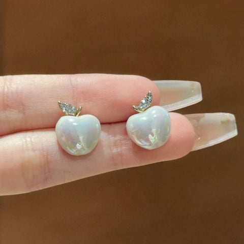 Silver Nail Decoration Inlaid Rhinestone Pearl Creative Earrings - Zambeel