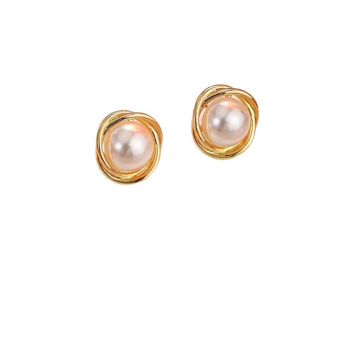Silver Needle Planet Freshwater Pearl Stud Earrings High - End - Zambeel