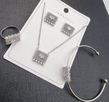 Silver Rectangle Crystal & Pearl Jewelry Set - Zambeel