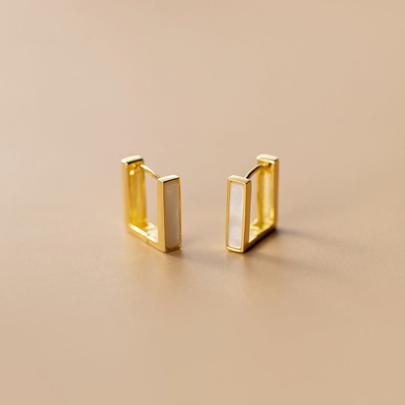 Silver Women's Elegant Shell Square Earrings - Zambeel