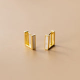 Silver Women's Elegant Shell Square Earrings - Zambeel