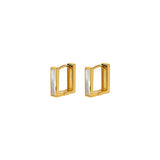 Silver Women's Elegant Shell Square Earrings - Zambeel