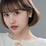 Silver Women's Elegant Shell Square Earrings - Zambeel