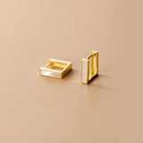 Silver Women's Elegant Shell Square Earrings - Zambeel