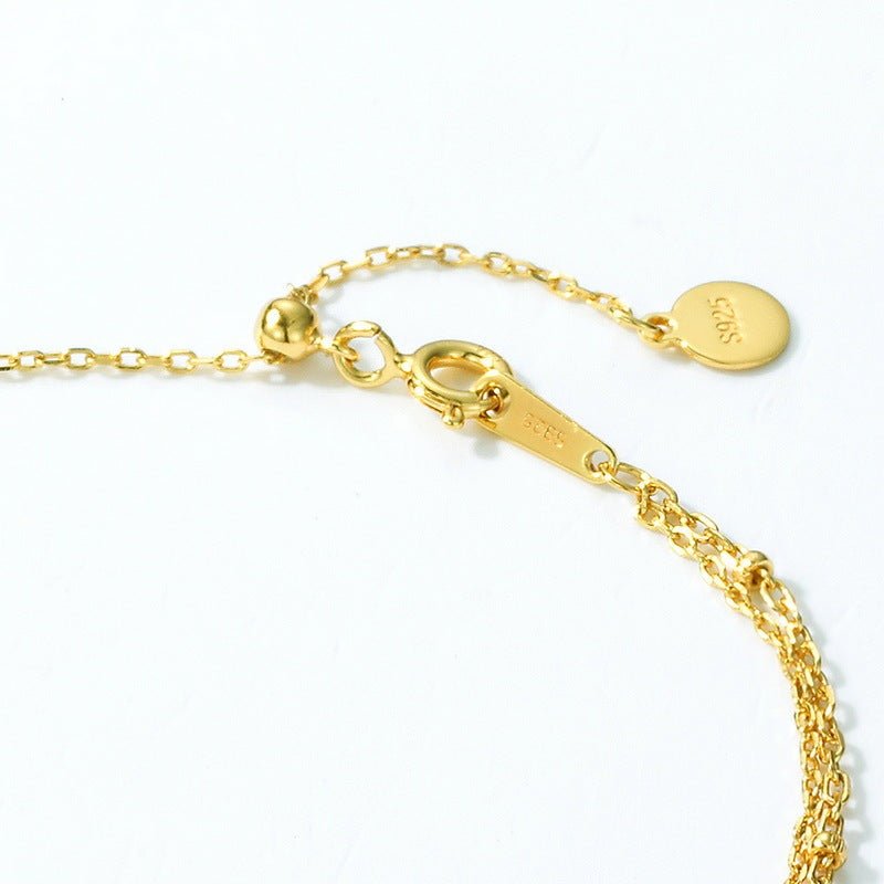 Simple Double - layer 925 Silver Plating 10K Yellow Bracelet For Women - Zambeel