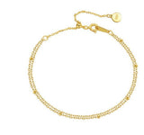 Simple Double - layer 925 Silver Plating 10K Yellow Bracelet For Women - Zambeel