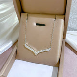 Simple Style Full Diamond Large V Furnace Real Gold Necklace - Zambeel