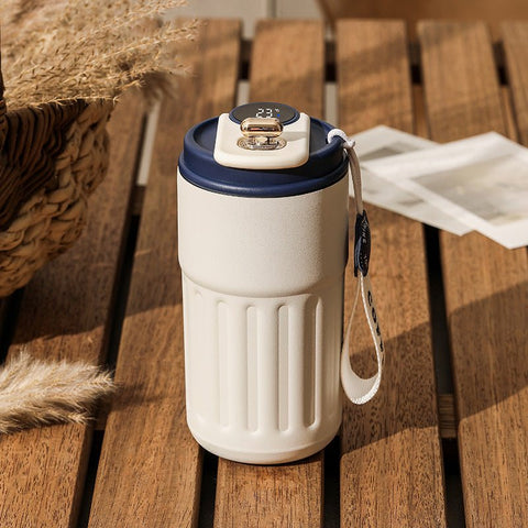 Smart Digital Thermal Bottle Portable Coffee Mug Stainless Steel Water Bottle In - Car Insulated Cup Keep Cold Vacuum Flasks 450ml - Zambeel