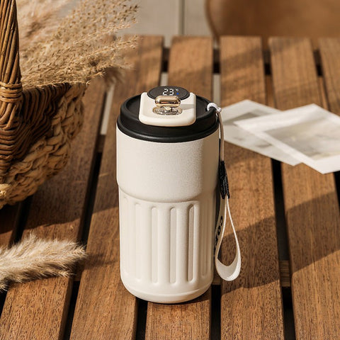 Smart Digital Thermal Bottle Portable Coffee Mug Stainless Steel Water Bottle In - Car Insulated Cup Keep Cold Vacuum Flasks 450ml - Zambeel