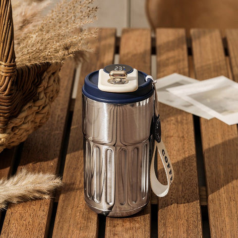 Smart Digital Thermal Bottle Portable Coffee Mug Stainless Steel Water Bottle In - Car Insulated Cup Keep Cold Vacuum Flasks 450ml - Zambeel