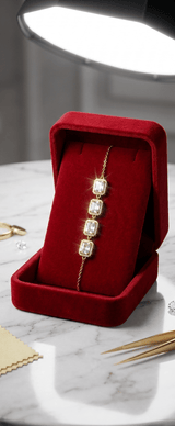 Square Crystal Link Adjustable Bracelet - Zambeel