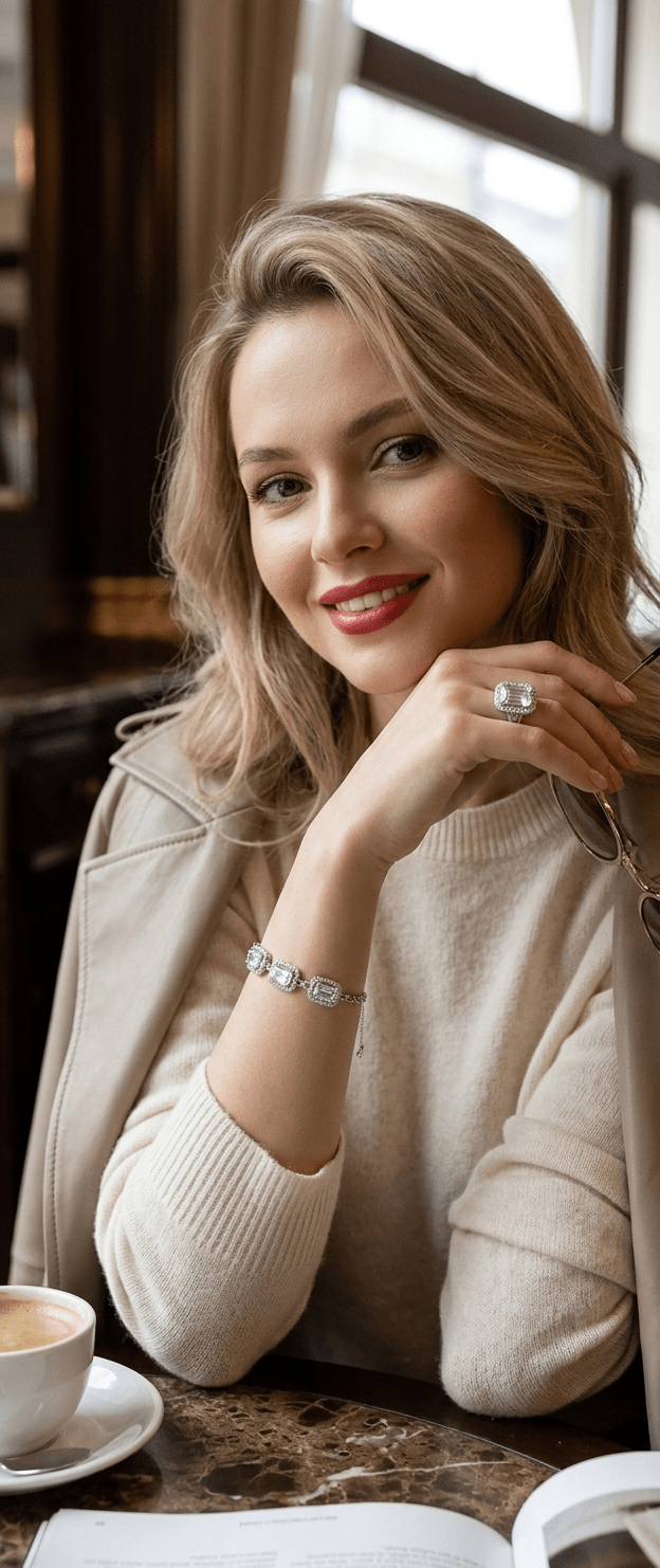 Square Crystal Link Adjustable Bracelet - Zambeel