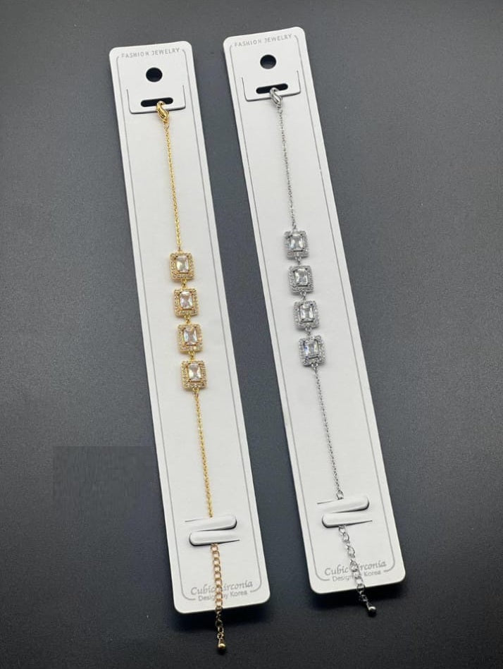 Square Crystal Link Adjustable Bracelet - Zambeel