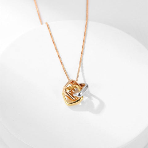 Square Three - color Ring Necklace Interlocking Clavicle Chain - Zambeel