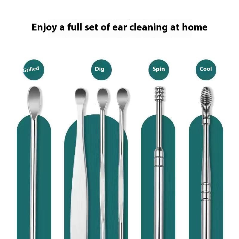 Stainless Steel Ear Pick Set with Keychain Case - Zambeel
