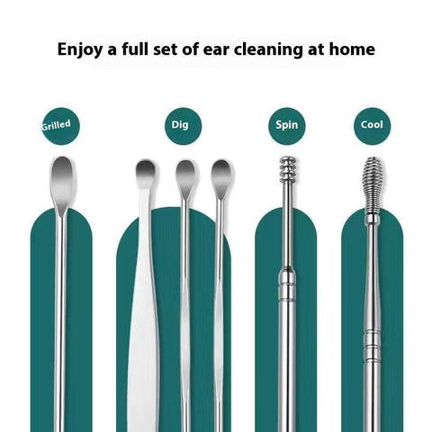 Stainless Steel Ear Pick Set with Keychain Case - Zambeel