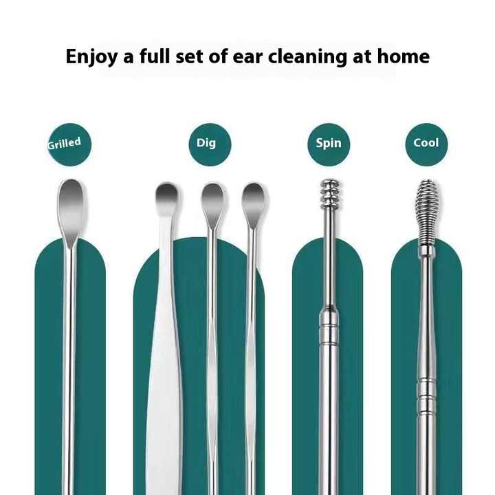 Stainless Steel Ear Pick Set with Keychain Case - Zambeel