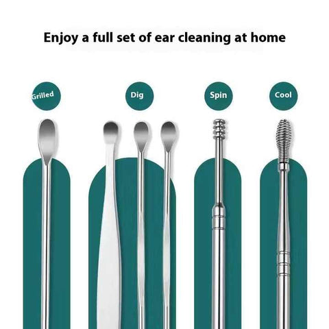 Stainless Steel Ear Pick Set with Keychain Case - Zambeel