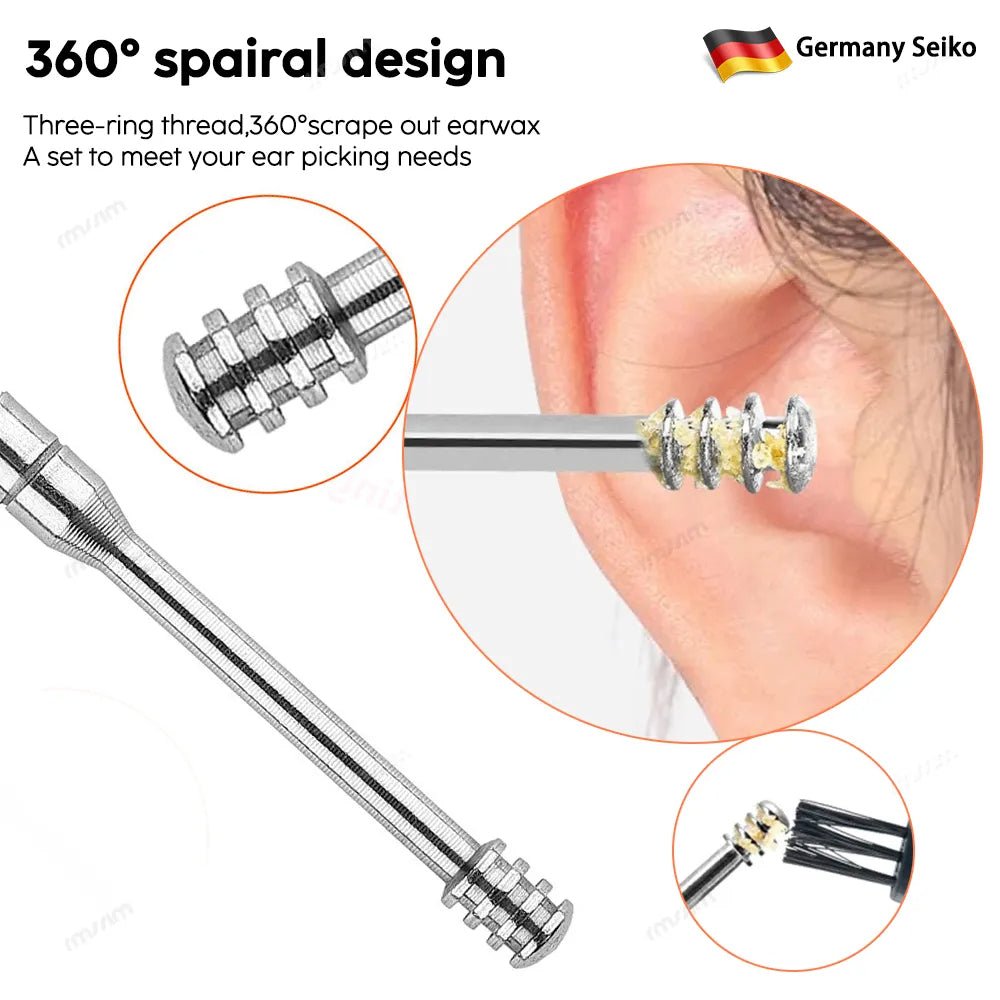 Stainless Steel Ear Pick Set with Keychain Case - Zambeel