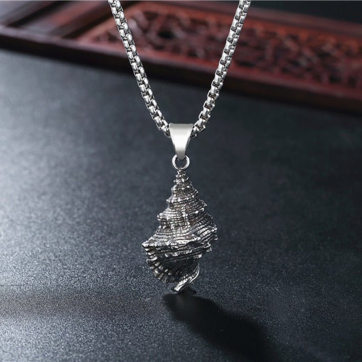 Stainless Steel Men's And Women's Necklace Personality Vintage Conch Men's Titanium Steel Pendant Necklace - Zambeel