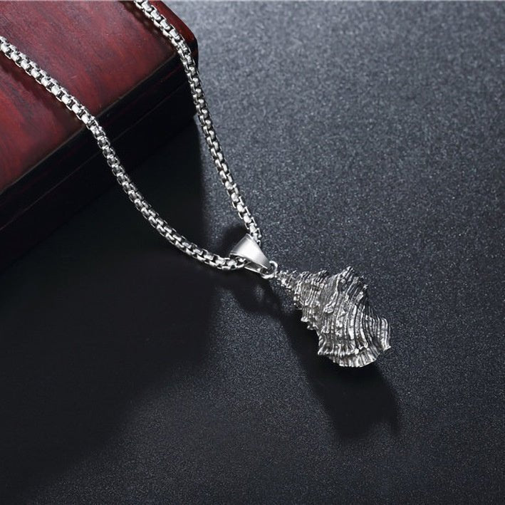 Stainless Steel Men's And Women's Necklace Personality Vintage Conch Men's Titanium Steel Pendant Necklace - Zambeel
