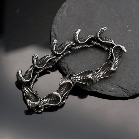 Stainless Steel Men's Bracelet Snake Head - Zambeel