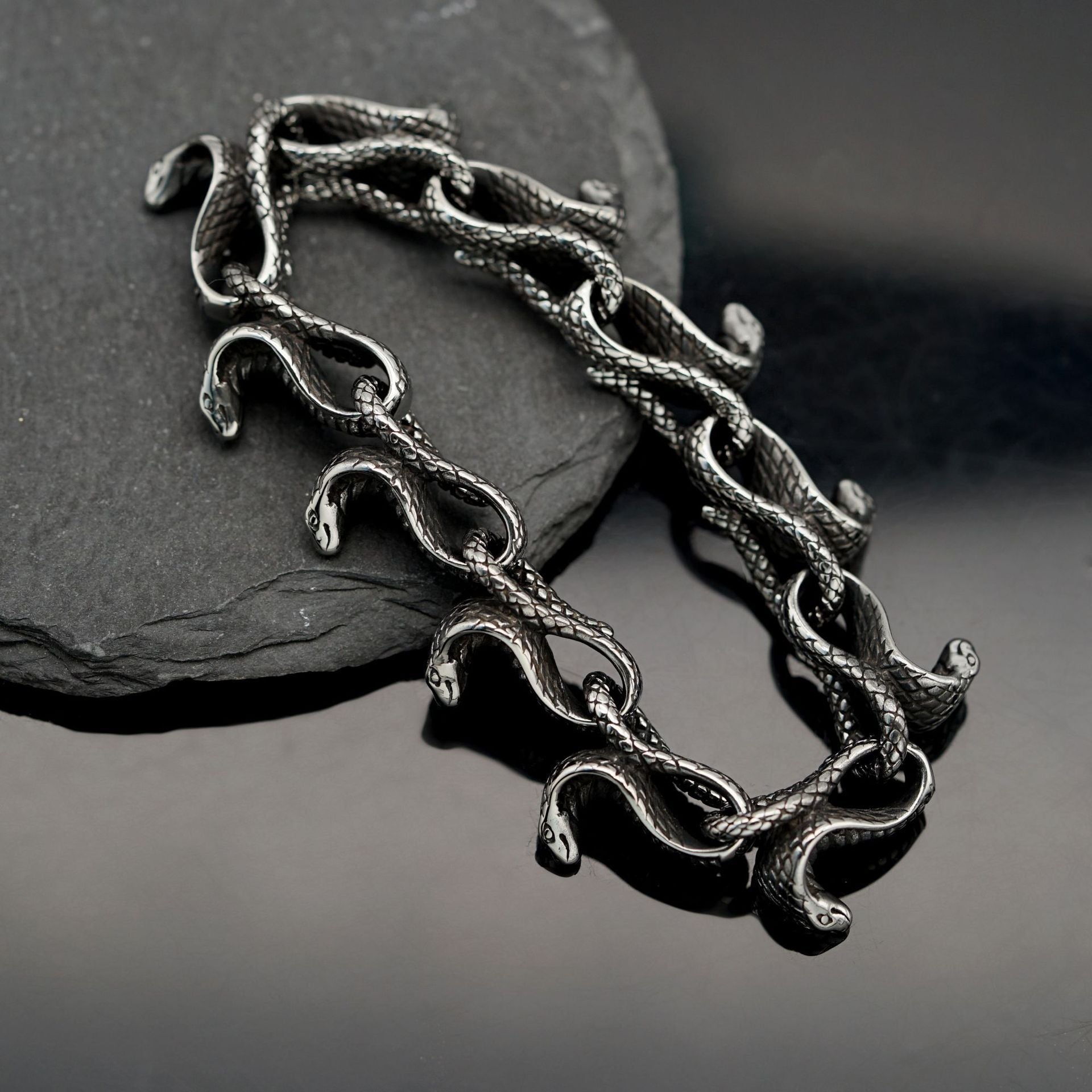 Stainless Steel Men's Bracelet Snake Head - Zambeel