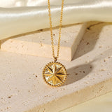 Stainless Steel Necklace 18K Gold Eight Eight - pointed Stars Coins - Zambeel