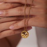 Stainless Steel Necklace 18K Gold Eight Eight - pointed Stars Coins - Zambeel