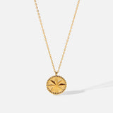 Stainless Steel Necklace 18K Gold Eight Eight - pointed Stars Coins - Zambeel