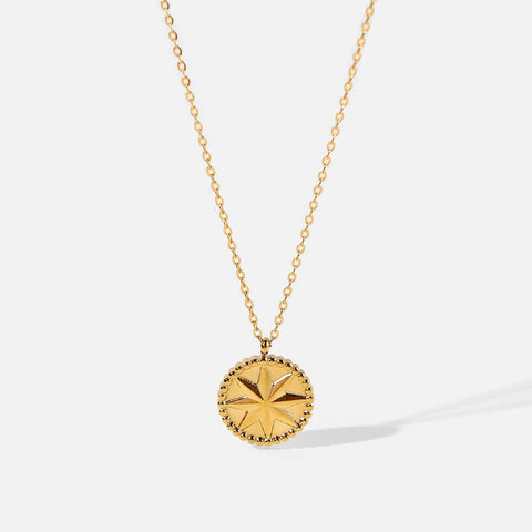 Stainless Steel Necklace 18K Gold Eight Eight - pointed Stars Coins - Zambeel