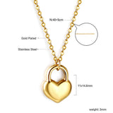 Stainless Steel Necklace Fashionable Golden Love Heart - Zambeel