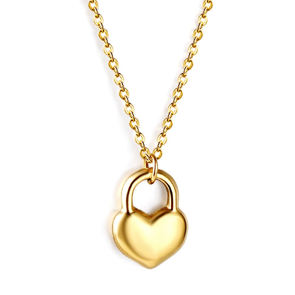 Stainless Steel Necklace Fashionable Golden Love Heart - Zambeel