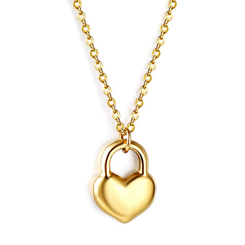 Stainless Steel Necklace Fashionable Golden Love Heart - Zambeel