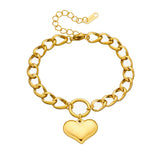 Stainless Steel Simple Thick Straps Heart Bracelet - Zambeel