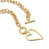 Stainless Steel Women's Necklace Punk Gold Hollow Heart Pendant - Zambeel