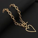 Stainless Steel Women's Necklace Punk Gold Hollow Heart Pendant - Zambeel
