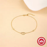 Sterling Silver Hollow Jeweled Heart Bracelet Fashion - Zambeel