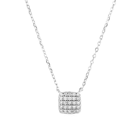 Sterling Silver Square Stone Full - shop Pendant Necklace - Zambeel