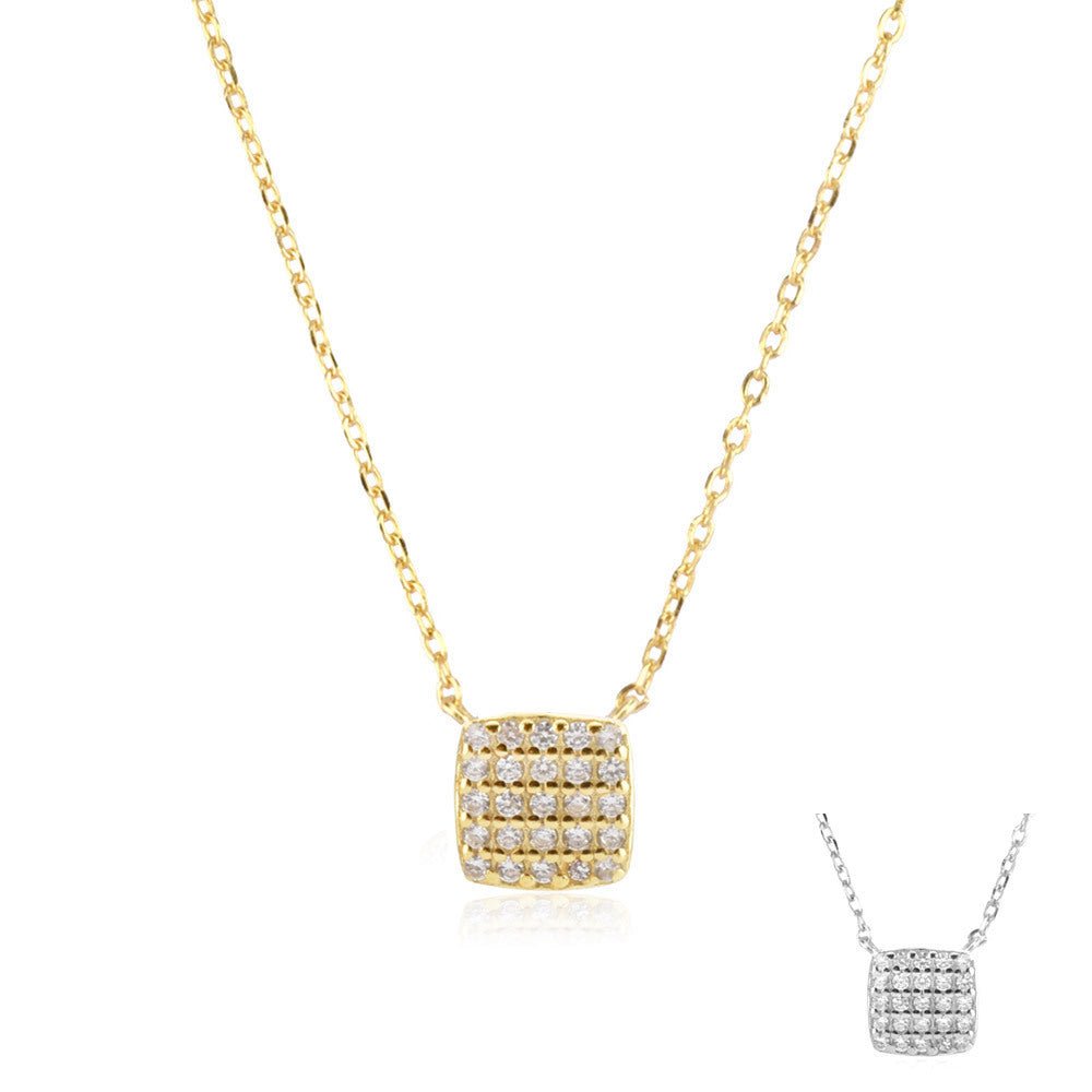 Sterling Silver Square Stone Full - shop Pendant Necklace - Zambeel