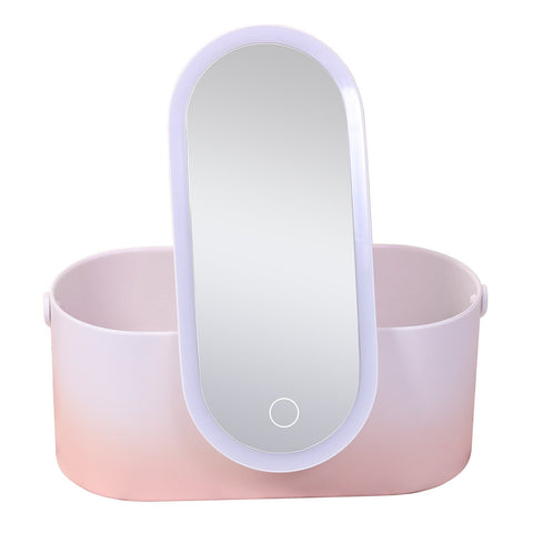 Storage Box LED Makeup Mirror Portable Portable Travel Makeup Organizer Carrying Box With Mirror LED - Zambeel