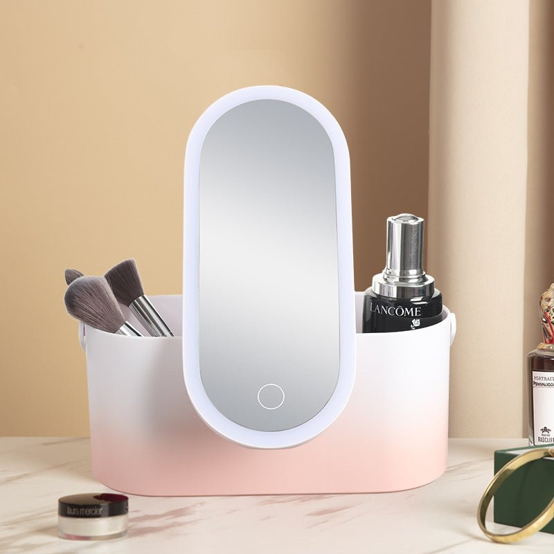 Storage Box LED Makeup Mirror Portable Portable Travel Makeup Organizer Carrying Box With Mirror LED - Zambeel