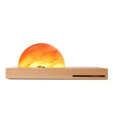 Sunrise Oriental LED Gift Table Lamp Salt Lamp With Mobile Phone Wireless Charging Solid Wood Base Mineral Salt Lamp Shade - Zambeel