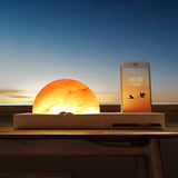 Sunrise Oriental LED Gift Table Lamp Salt Lamp With Mobile Phone Wireless Charging Solid Wood Base Mineral Salt Lamp Shade - Zambeel