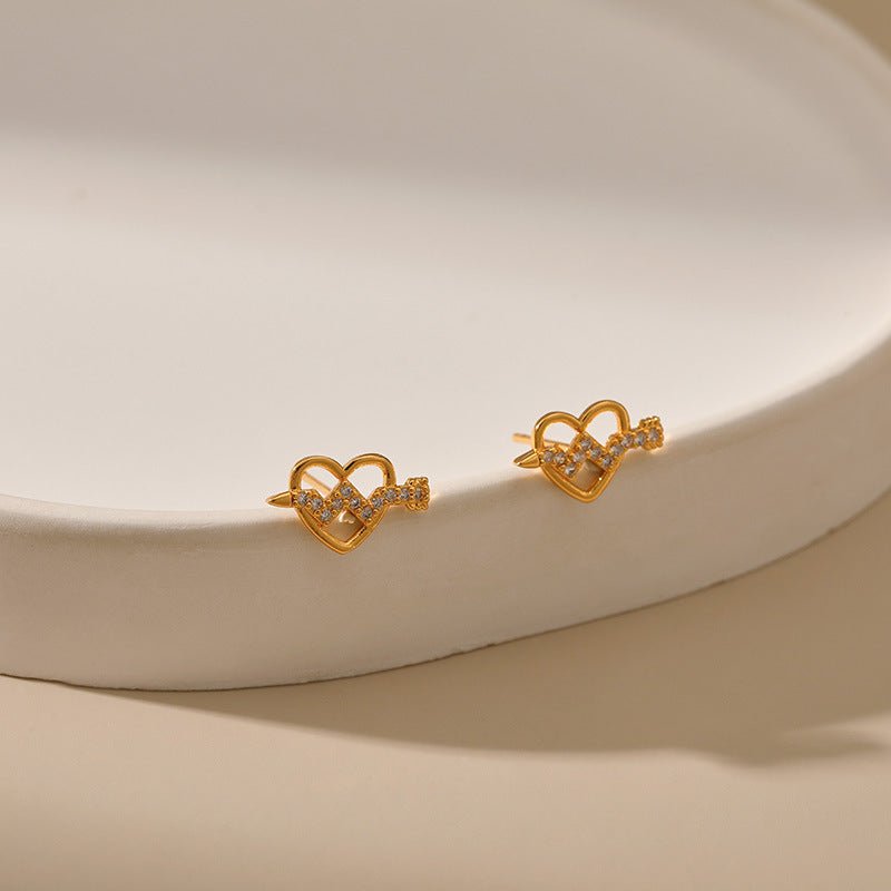 Sweet Tridimensional Peach Heart Stud Earring - Zambeel